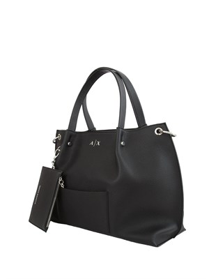 Borsa shopper Armani Exchange in ecopelle viola con pochette remoivibile in DONNA