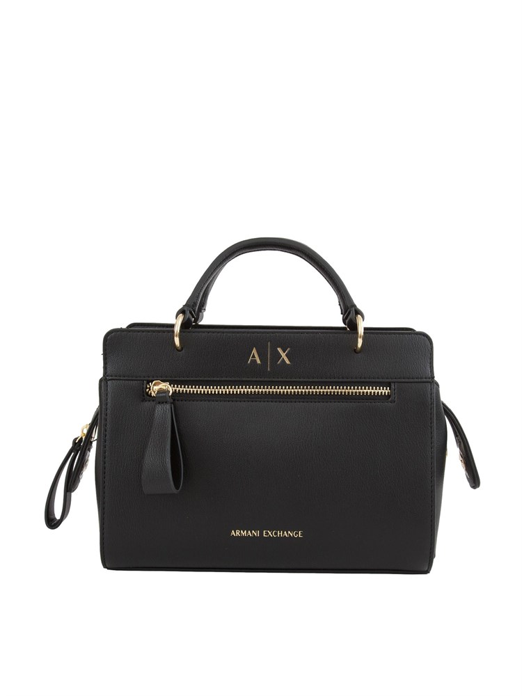 Borsa a mano Armani Exchange in ecopelle nera con tracolla removibile