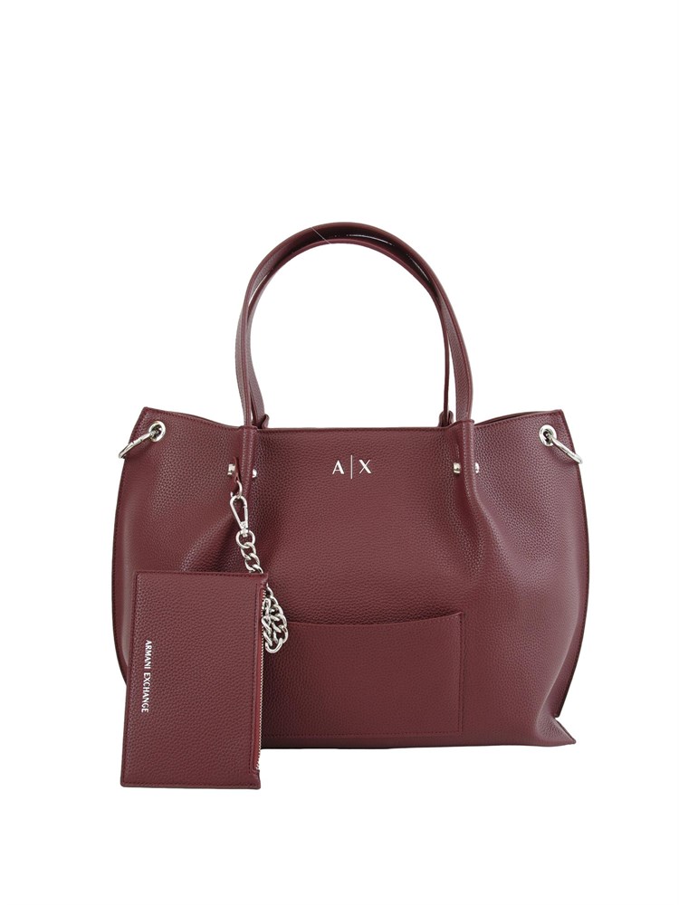 Borsa shopper Armani Exchange in ecopelle viola con pochette remoivibile