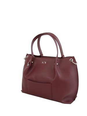 Borsa shopper Armani Exchange in ecopelle viola con pochette remoivibile in DONNA