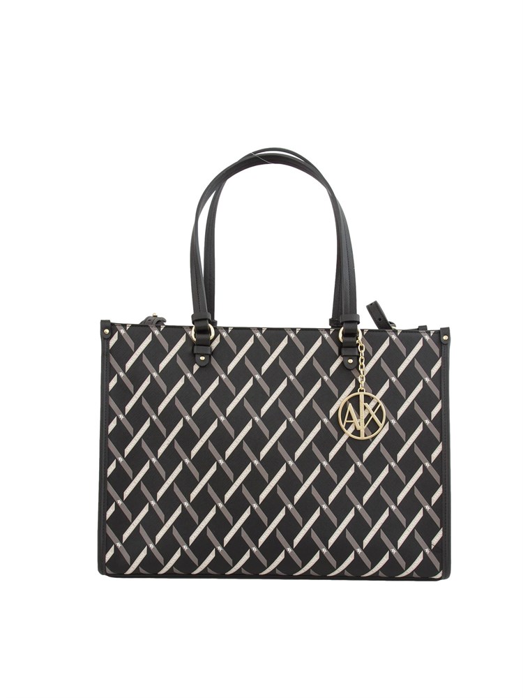 Borsa a mano Armani Exchange in ecopelle con stampa logo all over