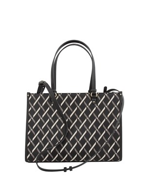 Borsa a mano Armani Exchange in ecopelle con stampa logo all over in DONNA