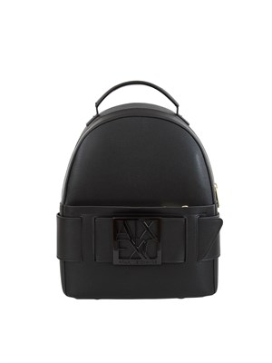 Zaino Armani Exchange in ecopelle nera colo logo applicato in DONNA