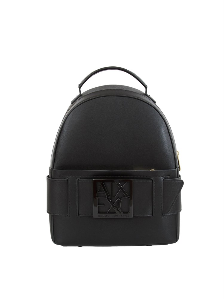 Zaino Armani Exchange in ecopelle nera colo logo applicato