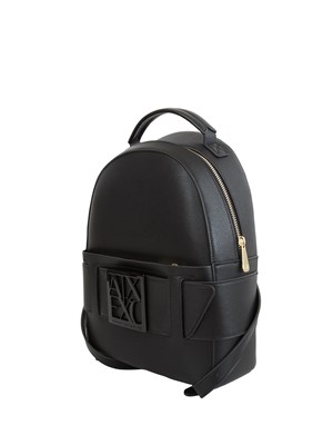 Zaino Armani Exchange in ecopelle nera colo logo applicato in DONNA