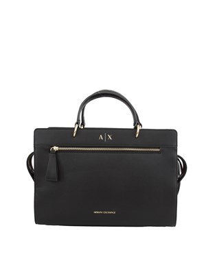Borsa Armani Exchange in ecopelle nera in DONNA