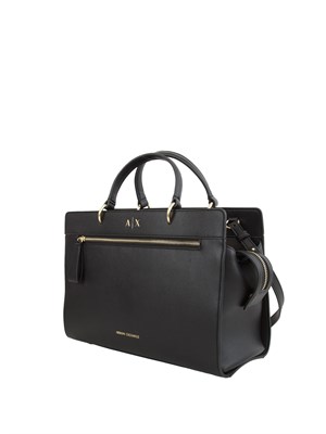 Borsa Armani Exchange in ecopelle nera in DONNA