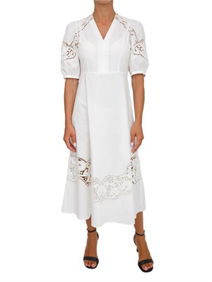 Abito lungo Twinset in popeline sangallo bianco in DONNA
