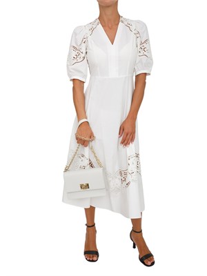 Abito lungo Twinset in popeline sangallo bianco in DONNA
