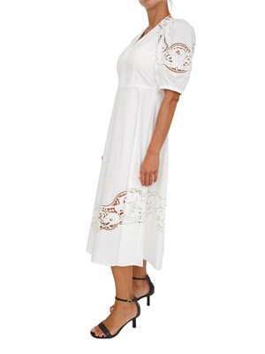 Abito lungo Twinset in popeline sangallo bianco in DONNA