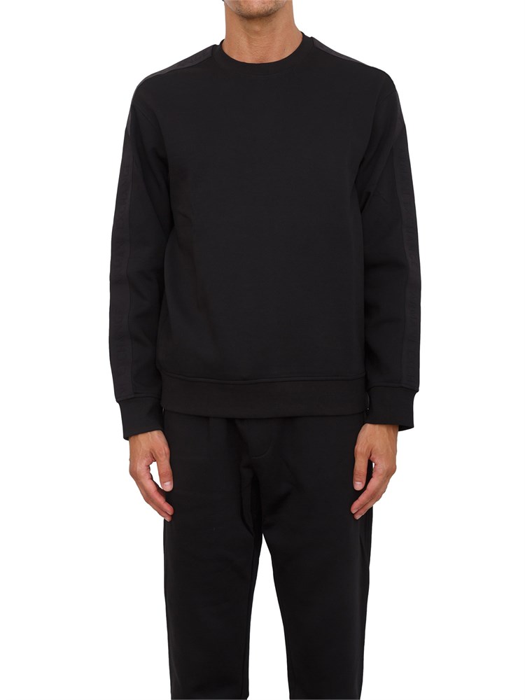 Felpa girocollo nero Armani Exchange con bande logate