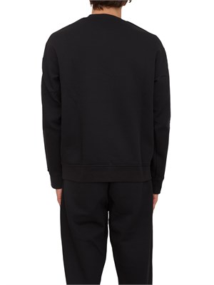 Felpa girocollo nero Armani Exchange con bande logate in UOMO