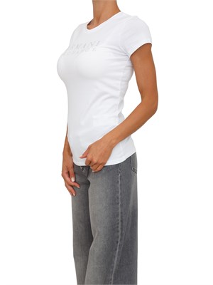 T-shirt donna Armani Exchange in cotone bianco con logo strass in DONNA