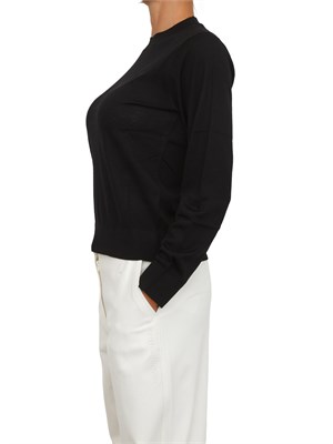 Maglia donna Armani Exchange in misto lana nera con ricamo logo tono su tono in DONNA