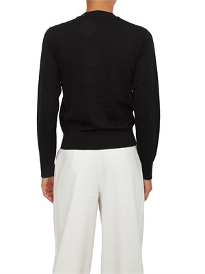 Maglia donna Armani Exchange in misto lana nera con ricamo logo tono su tono in DONNA