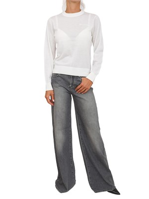 Maglia donna Armani Exchange in misto lana avorio con ricamo logo tono su tono in DONNA