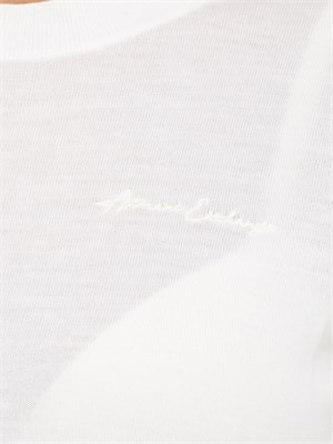Maglia donna Armani Exchange in misto lana avorio con ricamo logo tono su tono in DONNA