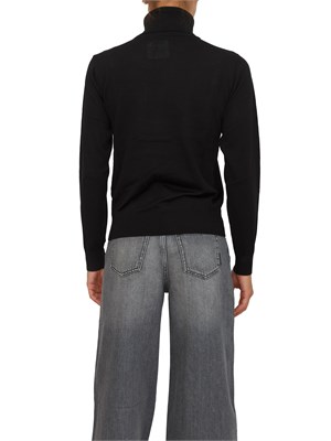 Maglia donna Armani Exchange in misto viscosa nera con collo alto e logo ricamato in DONNA