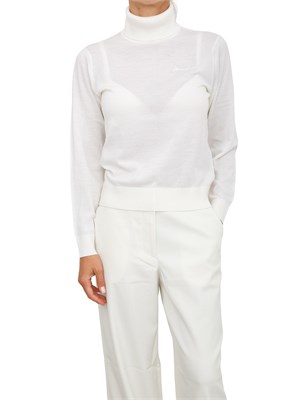 Maglia donna Armani Exchange in misto viscosa avorio con collo alto e logo ricamato in DONNA