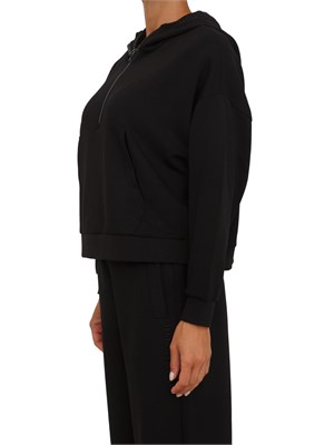 Felpa donna mezza zip Armani Exchange con cappuccio in viscosa stretch nera in DONNA