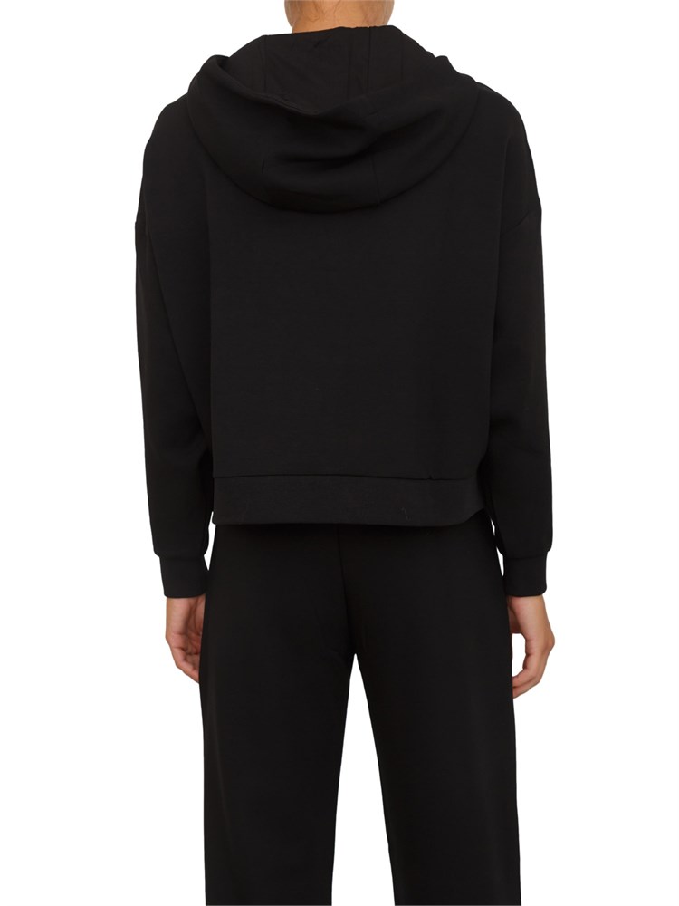 Felpa donna mezza zip Armani Exchange con cappuccio in viscosa stretch nera