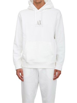 Felpa bianca Armani Exchange in jersey di cotone con cappuccio in UOMO