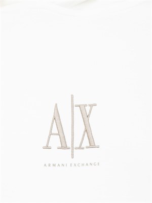 Felpa bianca Armani Exchange in jersey di cotone con cappuccio in UOMO