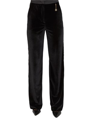 Pantaloni palazzo Fracomina in velluto nero con banda lucida in DONNA