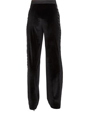 Pantaloni palazzo Fracomina in velluto nero con banda lucida in DONNA