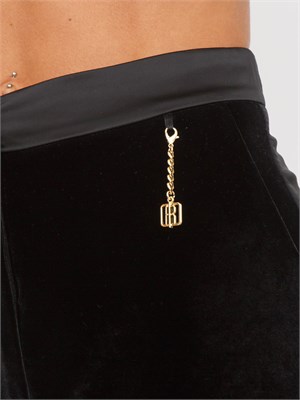 Pantaloni palazzo Fracomina in velluto nero con banda lucida in DONNA