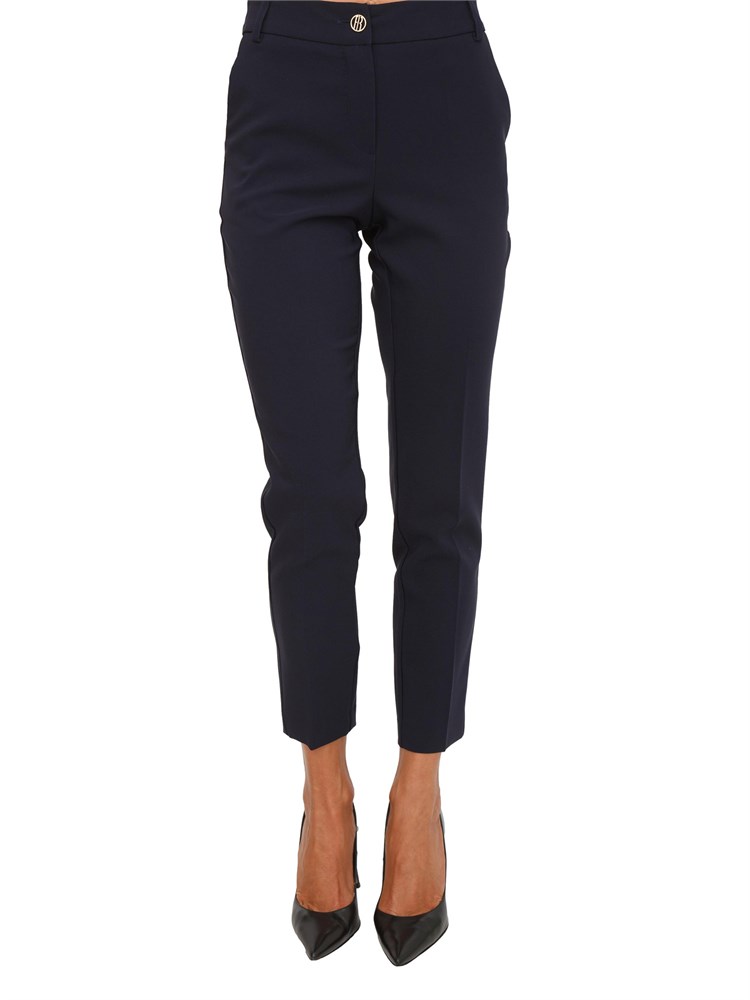Pantaloni Fracomina modello regular in viscosa blu