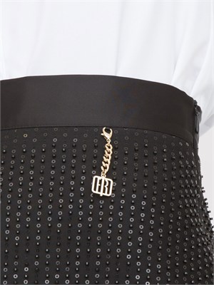 Minigonna Fracomina in viscosa nera con strass in DONNA