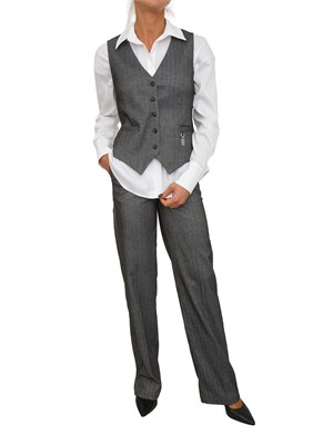 Gilet donna Fracomina in tessuto a spina di pesce grigio in DONNA