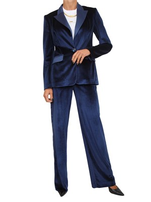 Giacca monopetto Fracomina in velluto blu in DONNA