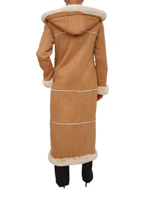 Montgomery lungo cammello Fracomina in camoscio ecologico ed inserti in ecopelliccia in DONNA