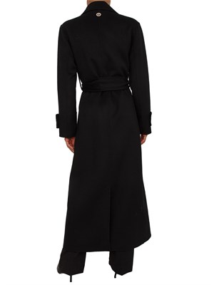 Cappotto lungo Fracomina in lana nera con collo rever in DONNA