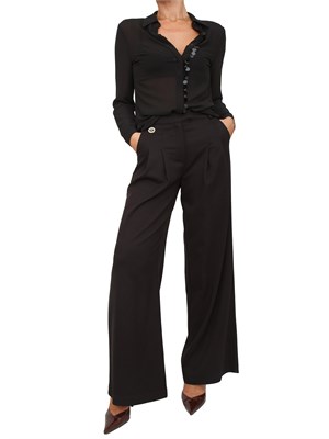 Pantaloni palazzo Fracomina in misto lana nero in DONNA