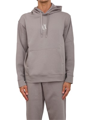 Felpa taupe Armani Exchange in jersey di cotone con cappuccio in UOMO