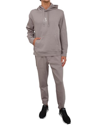 Felpa taupe Armani Exchange in jersey di cotone con cappuccio in UOMO