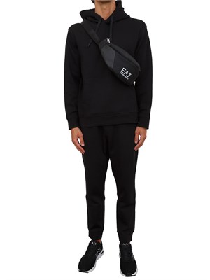 Felpa nero Armani Exchange in jersey di cotone con cappuccio in UOMO