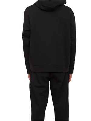 Felpa nero Armani Exchange in jersey di cotone con cappuccio in UOMO