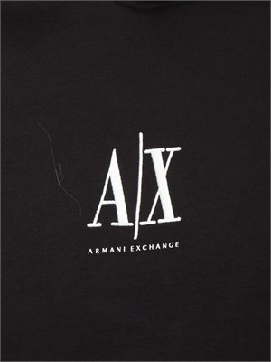 Felpa nero Armani Exchange in jersey di cotone con cappuccio in UOMO