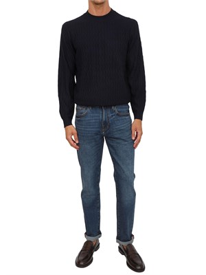 Maglione blu Armani Exchange texture ondulata in UOMO