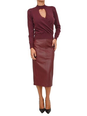 Gonna longuette Armani Exchange in pelle bordeaux in DONNA