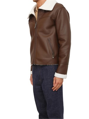 Giubbotto biker marrone Richmond X uomo con collo in pelliccia sintetica in UOMO