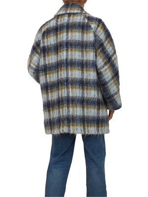 Cappotto doppiopetto corto iBlues in lana blu con motivo check in DONNA
