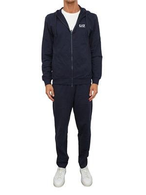 Tuta sportiva blu EA7 Core Identity in jersey di cotone in UOMO