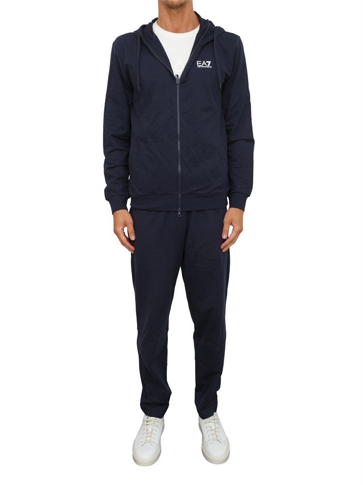Tuta sportiva blu EA7 Core Identity in jersey di cotone