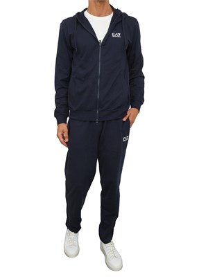 Tuta sportiva blu EA7 Core Identity in jersey di cotone in UOMO