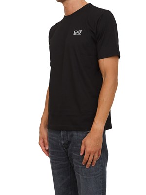 T-shirt  nero EA7 Logo Series in jersey di cotone in UOMO